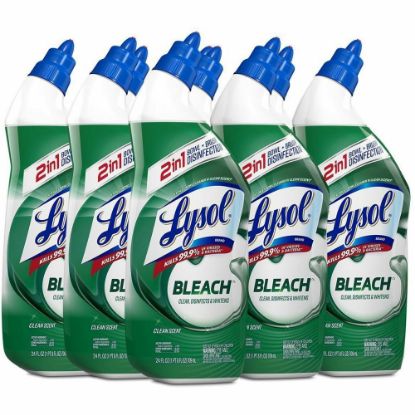 Picture of Lysol Bleach Toilet Bowl Cleaner - 24 fl oz (0.8 quart)Bottle - 9 / Carton - Blue