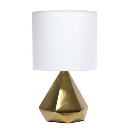 Picture of Simple Designs Solid Pyramid Table Lamp, 19-7/8inH, White Shade/Gold Base