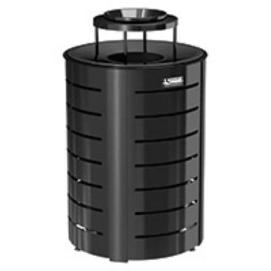 Picture of Suncast Commercial Metal Trash Can With Lid, 35-Gallon, Black