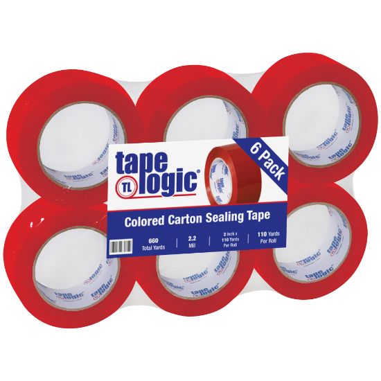 Picture of Tape Logic Carton-Sealing Tape, 3in Core, 2in x 110 Yd, Red, Pack Of 6