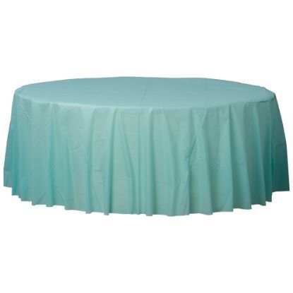 Picture of Amscan 77017 Solid Round Plastic Table Covers, 84in, Robins Egg Blue, Pack Of 6 Covers