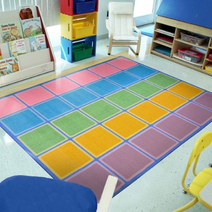 Picture of Joy Carpets Kid Essentials Rectangular Area Rug, Blocks Abound, 7-2/3ft x 10-3/4ft, Pastel