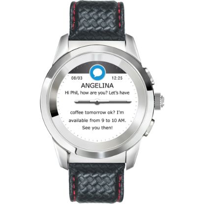 Picture of MyKronoz ZeTime Premium Hybrid Smartwatch, Petite, Polished Silver/Black Carbon Red, KRZT1PP-PSL-BKCAR