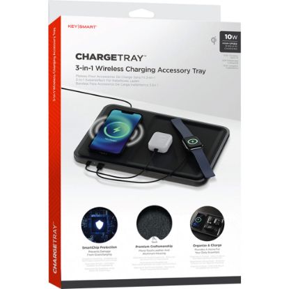 Picture of KeySmart ChargeTray 3-in-1 Wireless Charging Accessory Tray, Black, KS504-BLK