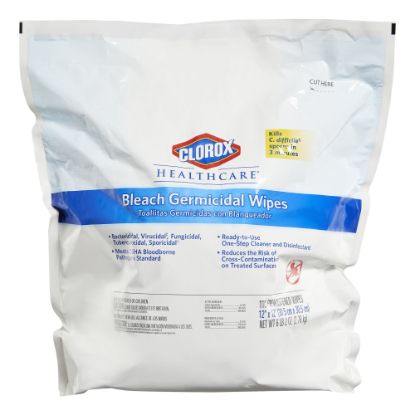 Picture of Clorox Healthcare Bleach Germicidal Wipes Refill - Ready-To-Use Wipe - 110 / Bag - 1 Each - White