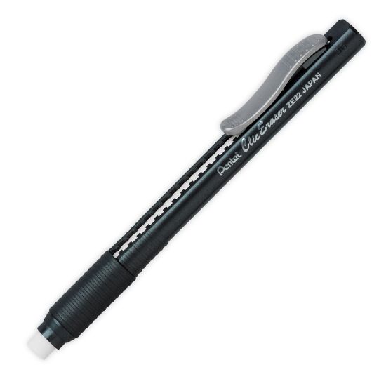 Picture of Pentel Clic Erasers, Black Barrel, Pack Of 12