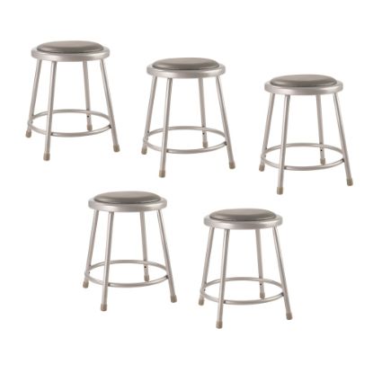 Picture of National Public Seating Vinyl-Padded Stools, 18inH, Gray, Set Of 5