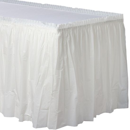 Picture of Amscan Plastic Table Skirts, Frosty White, 21' x 29in, Pack Of 2 Skirts