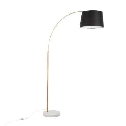 Picture of Lumisource March Floor Lamp, 74inH, Black Shade/White Marble/Antique Brass Base