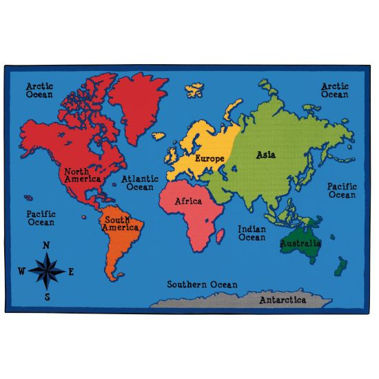 Picture of Carpets for Kids KID$Value Rugs World Map Activity Rug, 4ft x 6ft , Multicolor