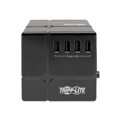 Picture of Tripp Lite Safe-IT 3-Outlet Cube Surge Protector - 5-15R Outlets, 6 USB Ports, 8 ft. (2.4 m) Cord, Antimicrobial Protection - Surge protector - 15 A - AC 120 V - 1800 Watt - output connectors: 6 - 8 ft cord - black