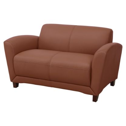 Picture of Lorell Accession Bonded Leather Reception Loveseat, British Tan