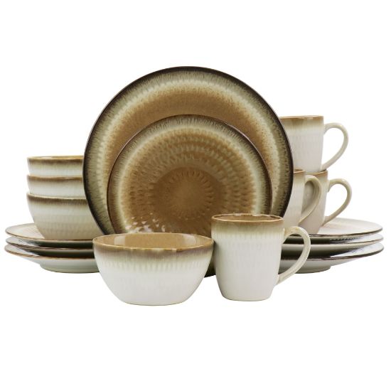 Picture of Gibson Elite Moonstruck 16-Piece Ceramic Dinnerware Set, Brown