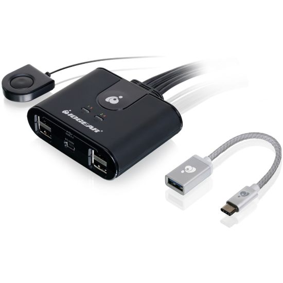 Picture of IOGEAR 4x4 USB Sharing Switch with USB-C Adapter - USB - External - 4 USB Port(s) - 4 USB 2.0 Port(s) - PC, Mac