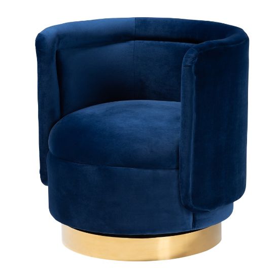 Picture of Baxton Studio Saffi Swivel Accent Chair, Royal Blue