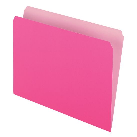 Picture of Pendaflex Straight-Cut Color File Folders, Letter Size, Pink, Box Of 100