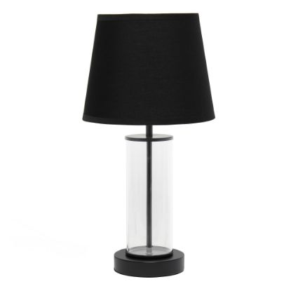 Picture of Simple Designs Encased Metal Table Lamp, 16-15/16inH, Black Shade/Black And Clear Base