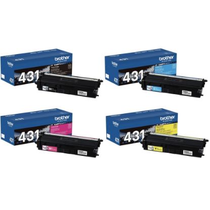 Picture of Brother TN431 Black And Cyan, Magenta, Yellow Toner Cartridges, Pack Of 4, TN431SET-OD