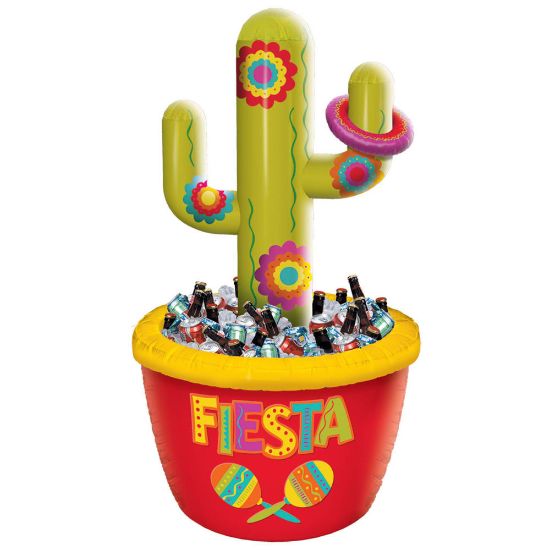 Picture of Amscan Jumbo Inflatable Cactus Cooler And Ring Toss Game, 54in x 24in, Multicolor