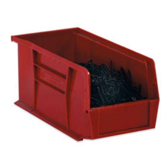 Picture of B O X Packaging Plastic Stackable Bin Boxes, Small Size, 7 3/8in x 4 1/8in x 3in, Red, Case Of 24