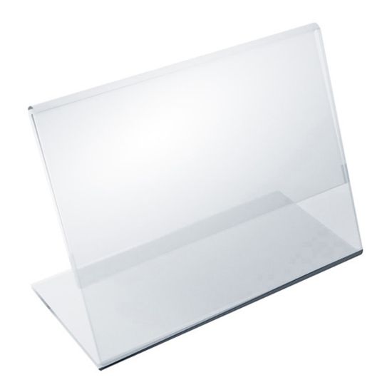 Picture of Azar Displays Acrylic Horizontal L-Shaped Sign Holders, 4inH x 5inW x 3inD, Clear, Pack Of 10 Holders