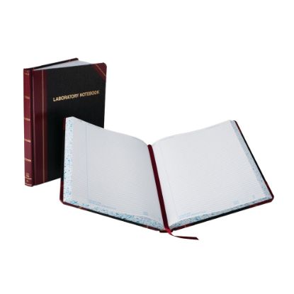 Picture of Boorum & Pease Laboratory Notebook, 10 3/8in x 8 1/8in, Record Ruled, 300 Sheets, Black/Burgundy