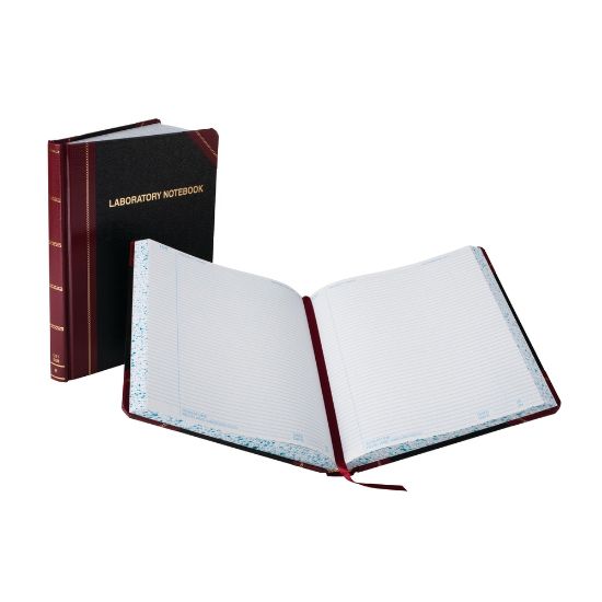 Picture of Boorum & Pease Laboratory Notebook, 10 3/8in x 8 1/8in, Record Ruled, 300 Sheets, Black/Burgundy