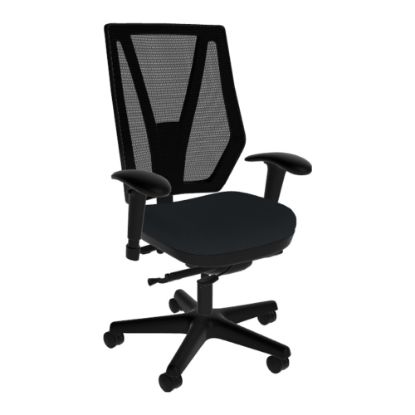 Picture of Sitmatic GoodFit Mesh Synchron Small-Scale High-Back Chair With Adjustable Arms, Black/Black