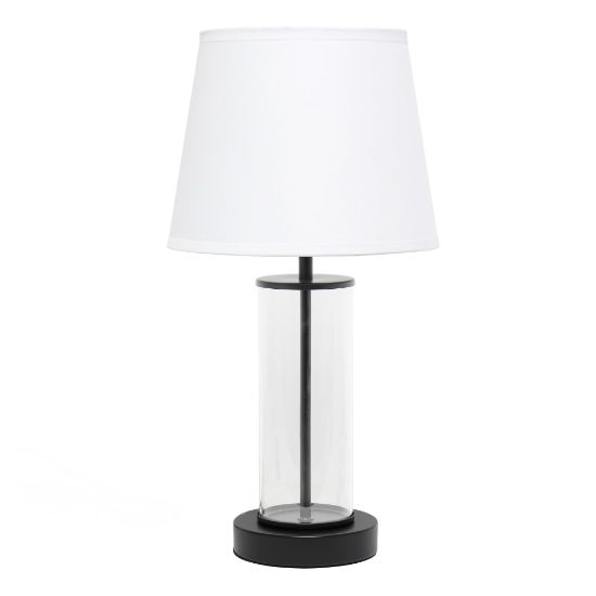 Picture of Simple Designs Encased Metal Table Lamp, 16-15/16inH, White Shade/Black And Clear Base