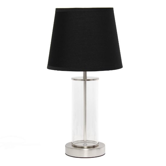 Picture of Simple Designs Encased Metal Table Lamp, 16-15/16inH, Black Shade/Brushed Nickel And Clear Base