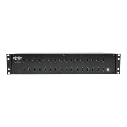 Picture of Tripp Lite 32-Port USB Charging Station Hub w/ Syncing Tablet Smartphone 2U - Charging station - 400 Watt - 80 A - 32 output connectors (32 x 4 pin USB Type A) - black