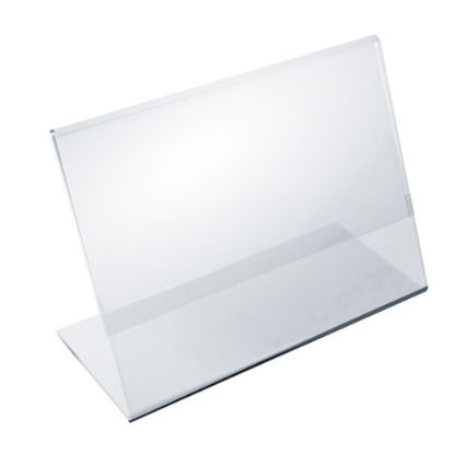 Picture of Azar Displays Acrylic Horizontal L-Shaped Sign Holders, 3-1/2inH x 5-1/2inW x 3inD, Clear, Pack Of 10 Holders