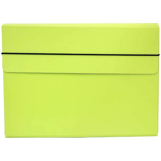 Picture of JAM Paper Strong Kraft Portfolio With Elastic Closure, 9 1/4in x 12 1/2in, Lime Green