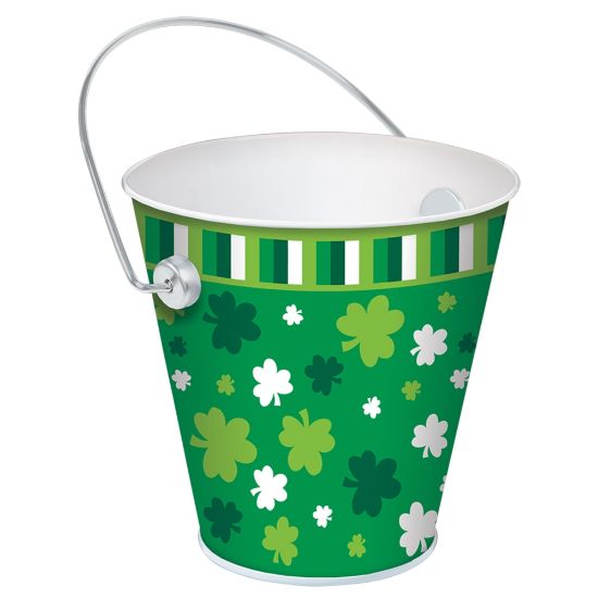 Picture of Amscan 430534 St. Patricks Day Metal Buckets, 4-1/2in x 4-1/2in x 4-1/2in, Green, Pack Of 6 Buckets