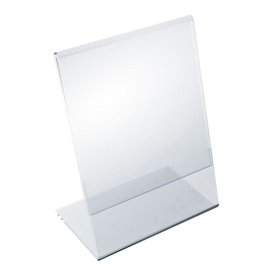 Picture of Azar Displays Acrylic Vertical L-Shaped Sign Holders, 5-1/2inH x 3-1/2inW x 3inD, Clear, Pack Of 10 Holders