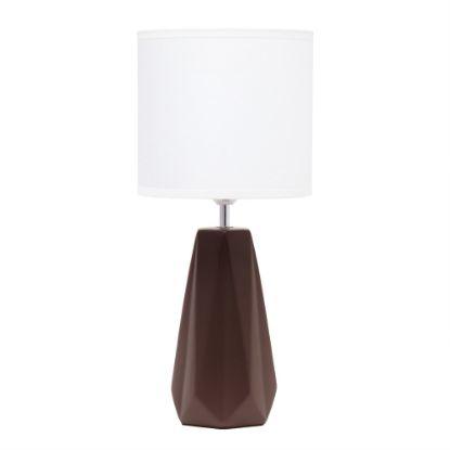 Picture of Simple Designs Ceramic Prism Table Lamp, 17-1/2inH, White Shade/Brown Base