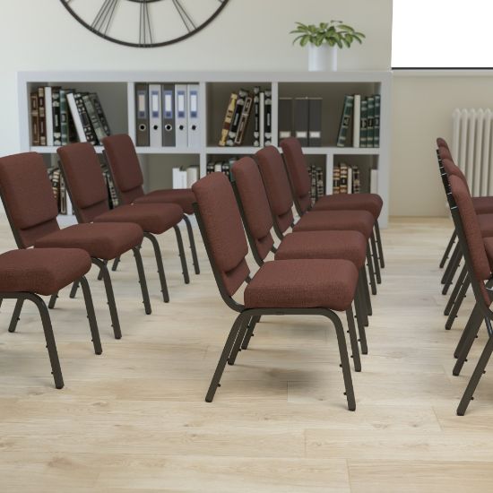 Picture of Flash Furniture HERCULES Series Stackable Church Chair, Brown/Goldvein