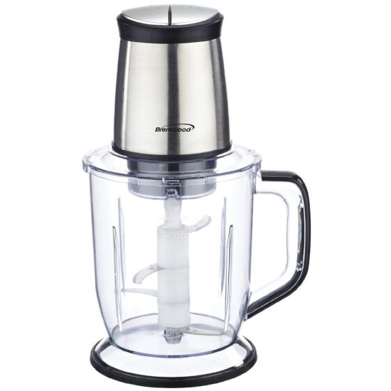 Picture of Brentwood FP-544S 300-Watt 4-Blade 6.5 Cups Food Processor, Stainless Steel - 6.5 Cup (Capacity) - 2 Speed - 300 W Motor - Silver, Black