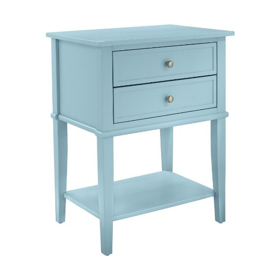 Picture of Ameriwood Home Franklin Accent Table With 2 Drawers, Square, 28inH x 22inW x 16inD, Blue