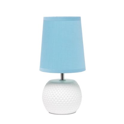 Picture of Simple Designs Studded Texture Ceramic Table Lamp, 11-3/8inH, Blue Shade/White Base