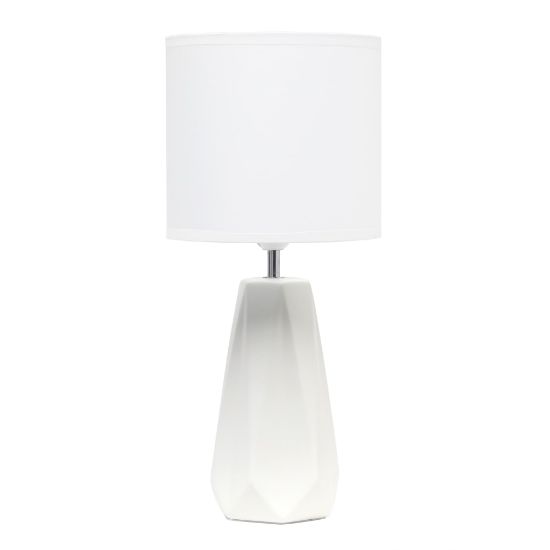 Picture of Simple Designs Ceramic Prism Table Lamp, 17-1/2inH, White Shade/Off-White Base