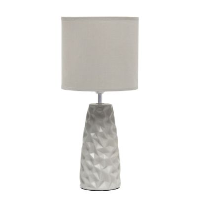 Picture of Simple Designs Sculpted Ceramic Table Lamp, 17-1/2inH, Gray Shade/Gray Base