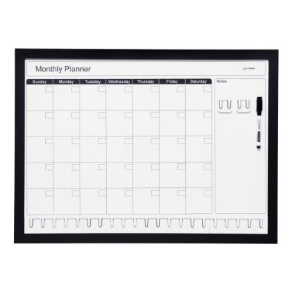 Picture of Note Tower Combo Rail Magnetic Dry-Erase Calendar Whiteboard, 17in x 23in, Wood Frame With Black Finish