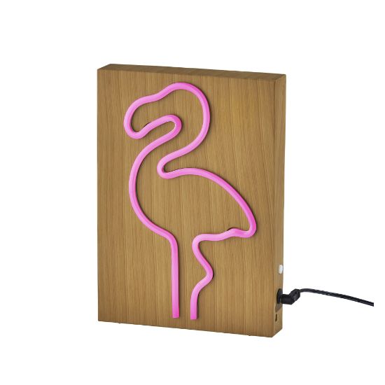 Picture of Adesso Simplee Wood-Framed Neon Table Lamp, 9inH, Flamingo