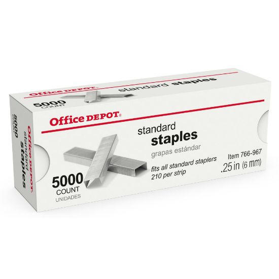 Picture of Office Depot Brand Staples, 1/4in Standard, Full Strip, Box Of 5,000, OD766967