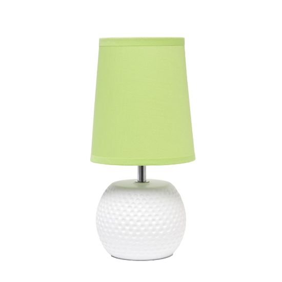 Picture of Simple Designs Studded Texture Ceramic Table Lamp, 11-3/8inH, Green Shade/White Base