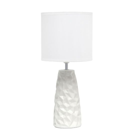 Picture of Simple Designs Sculpted Ceramic Table Lamp, 17-1/2inH, Off-White Shade/Off-White Base