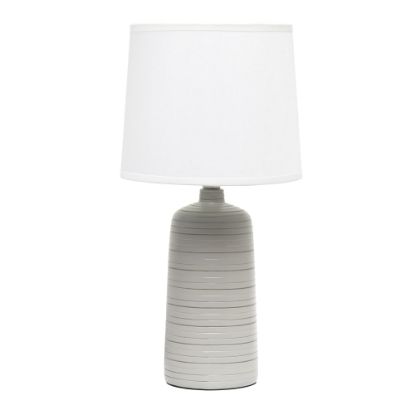 Picture of Simple Designs Textured Linear Ceramic Table Lamp, 15-3/4inH, White Shade/Taupe Base