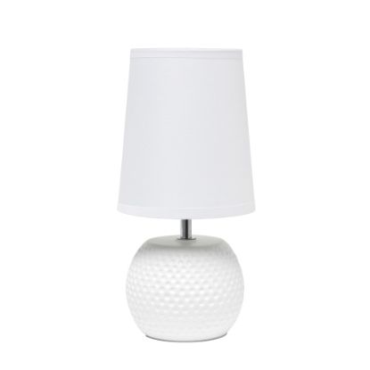 Picture of Simple Designs Studded Texture Ceramic Table Lamp, 11-3/8inH, White Shade/White Base