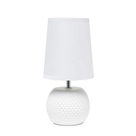 Picture of Simple Designs Studded Texture Ceramic Table Lamp, 11-3/8inH, White Shade/White Base